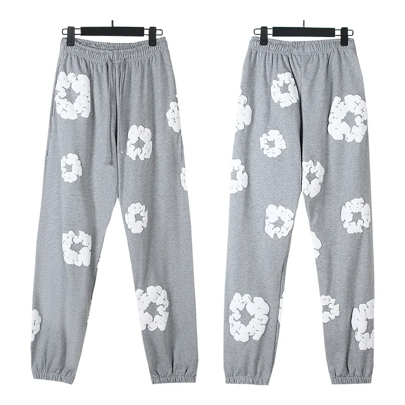 720# P186 Real shot DENIM TEARS main line Kapok foam printed American casual sweatpants Fabric 380g pure cotton terry cloth Color: black gray black-gray red dark green royal blue orange pink light blue carbon gray color blue white purple lake blue code number: S M L XL